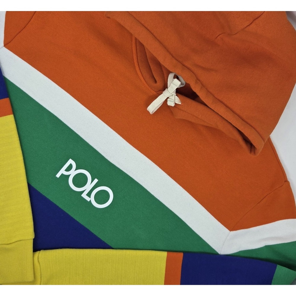 Polo Ralph Lauren Multicolor Striped POLO Logo Fleece Hoodie Sweatshirt XXL